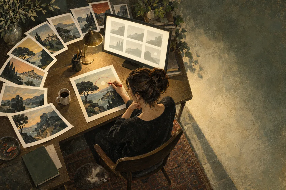 AI workflow: The Human Edit, an AI-generated illustration