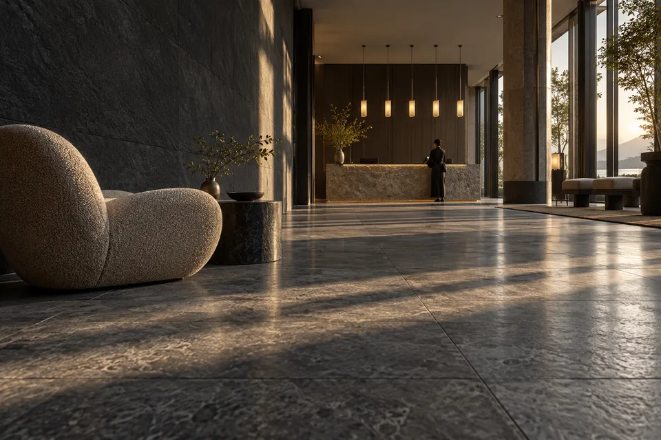 hotel lobby: Before Check-in, an AI-generated photo