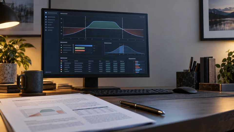 An abstract market composition illustrates bounded exposure in an options trade.