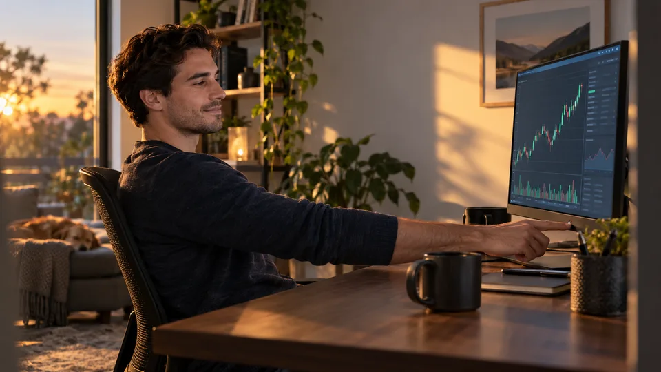 A trader shuts down his setup after a winning session while markets are still active.