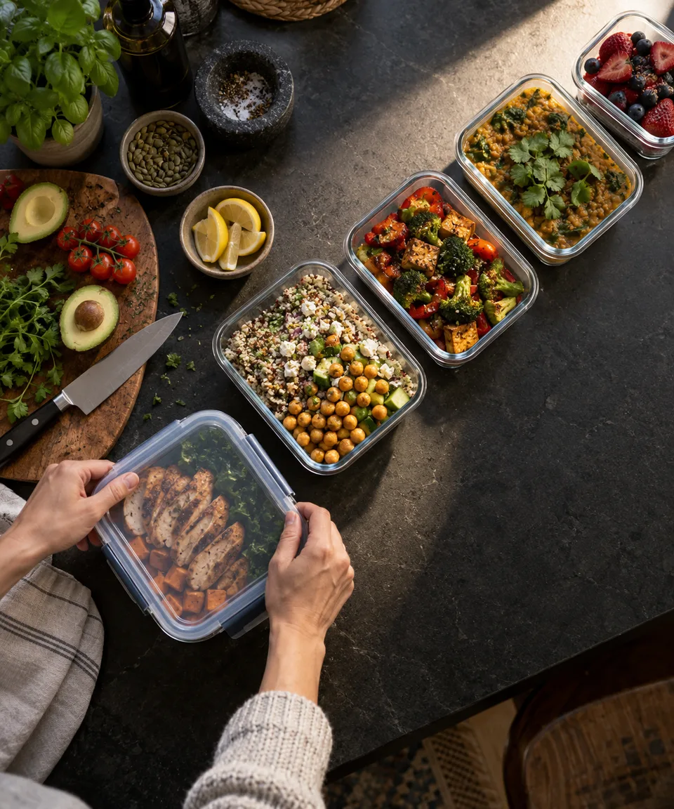 meal prep: Sunday Prepared, an AI-generated photo