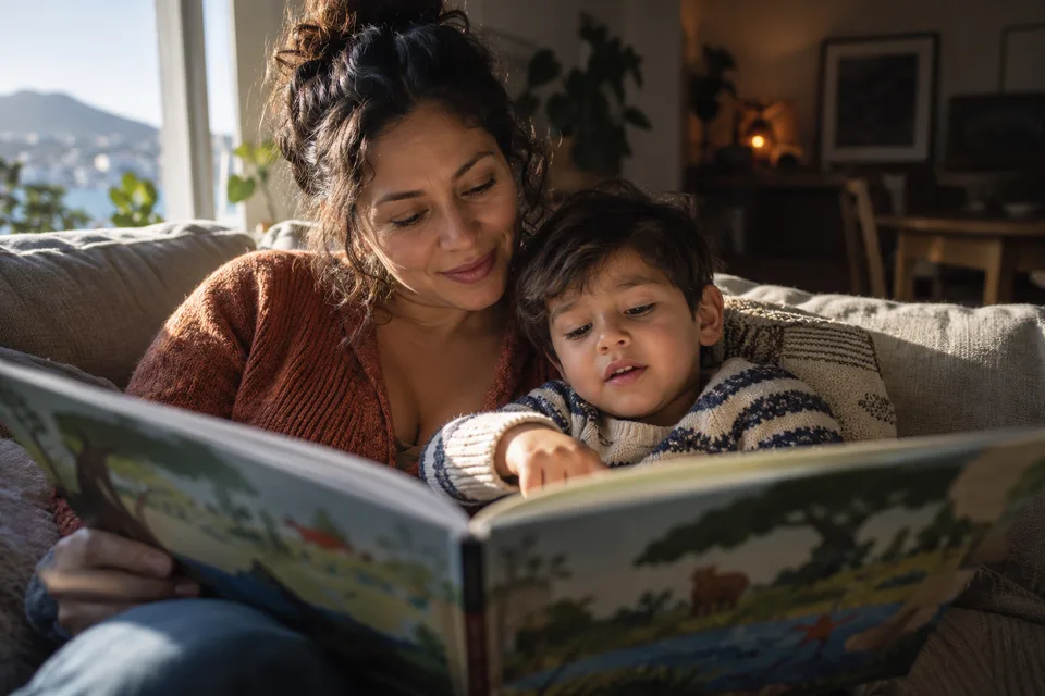 parent reading with child
