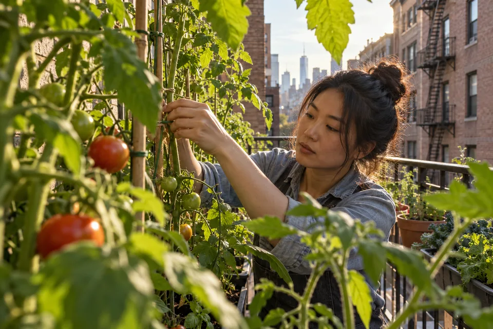 urban gardening: Growing Above the Street, an AI-generated photo